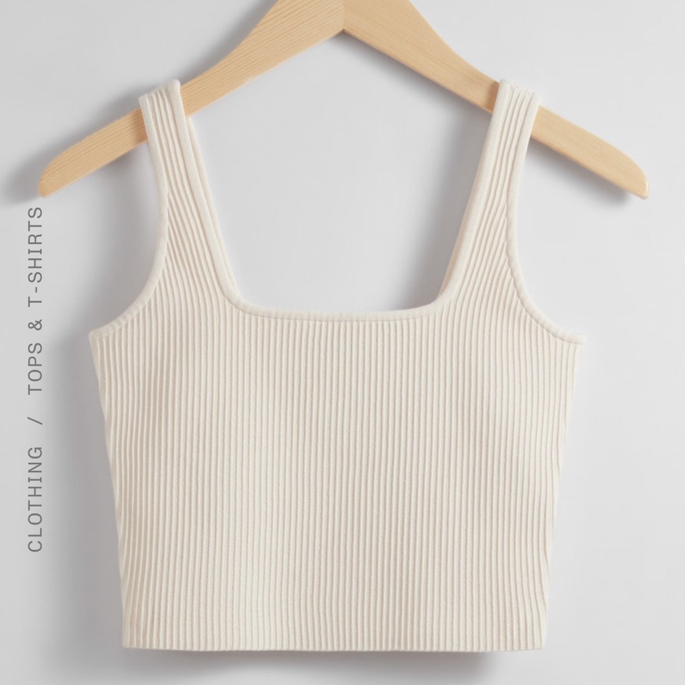 & Other Stories Cream Ribbed Top